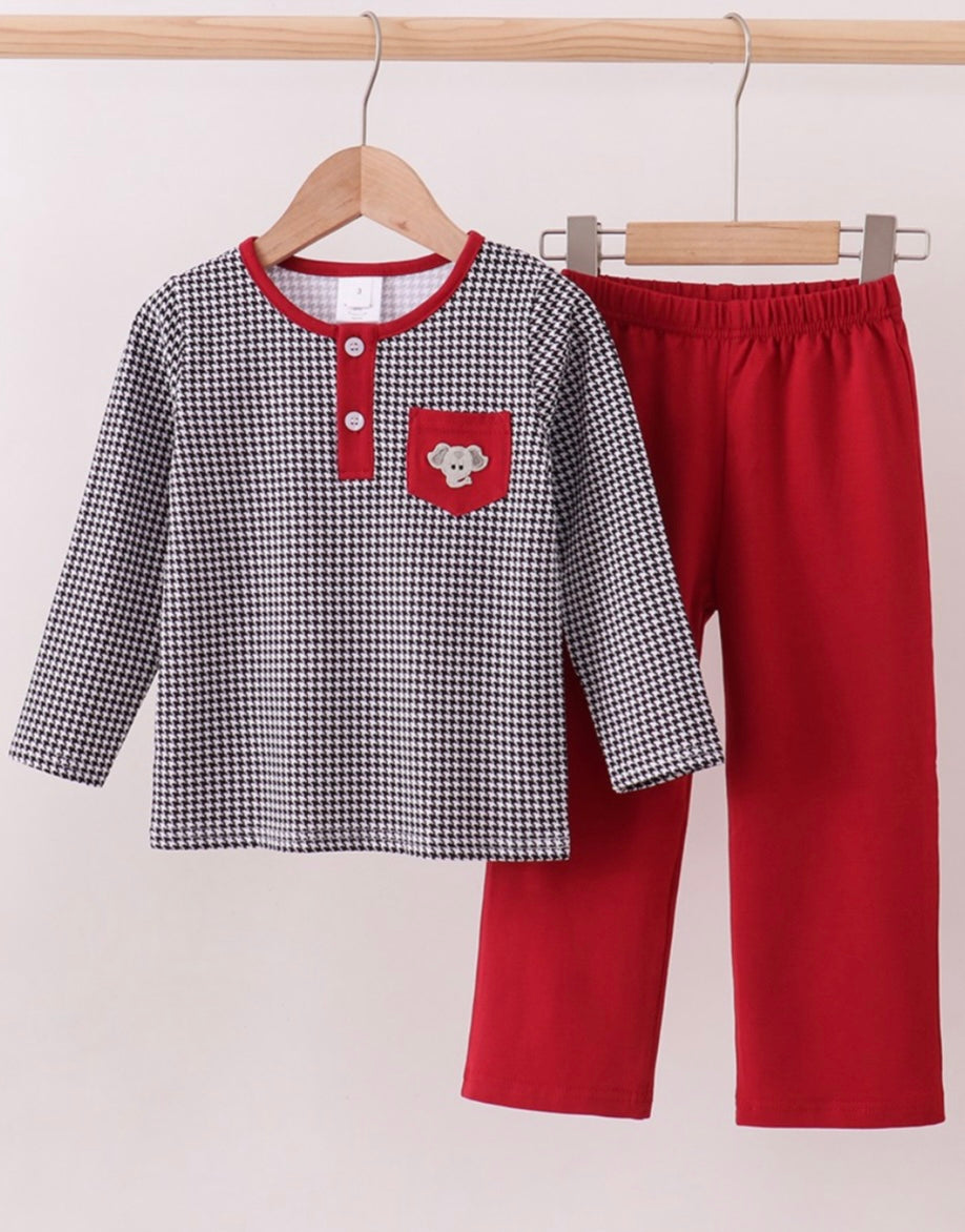 Boys Alabama Houndstooth & Red Pant Set