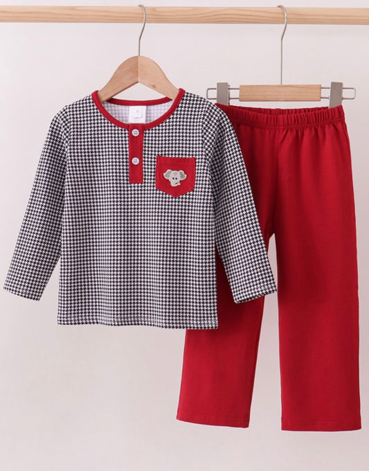 Boys Alabama Houndstooth & Red Pant Set