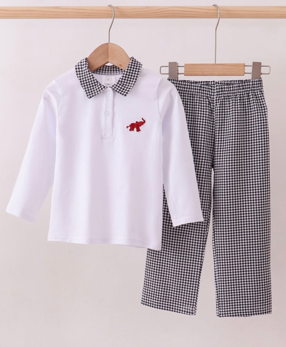 Boys Alabama Embroidered Houndstooth Pant Set