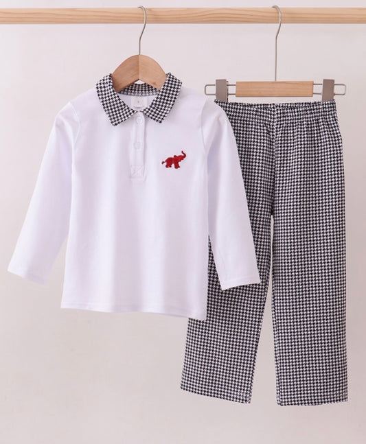 Boys Alabama Embroidered Houndstooth Pant Set